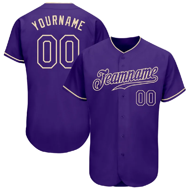 MVP Baseball Jersey-Custom Purple Purple-Cream Authentic Baseball Jersey