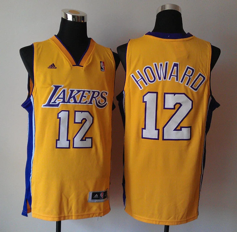 Basketball Jersey With Flame Graphics-Lakers 12 Howard Yellow New Revolution 30 Basketball Jerseys