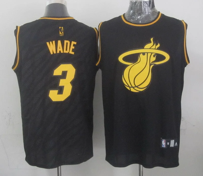 Pro Basketball Jersey-Heat 3 Wade Black Precious Metals Fashion Basketball Jerseys