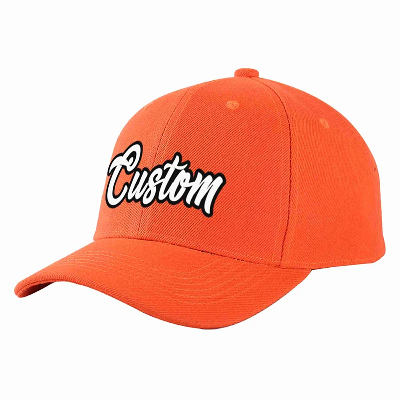 Silver Baseball Cap-Custom Tangerine White-Black Curved Eaves Sport Baseball Cap Design for Men/Women/Youth