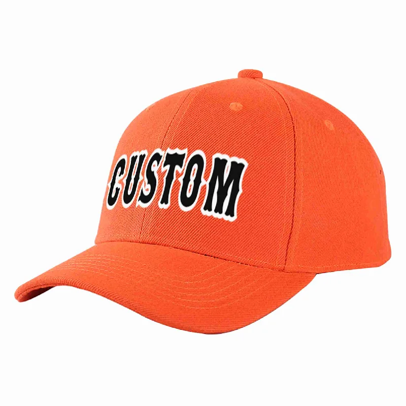 Weightlifting Baseball Cap-Custom Tangerine Black-White Curved Eaves Sport Baseball Cap Design for Men/Women/Youth