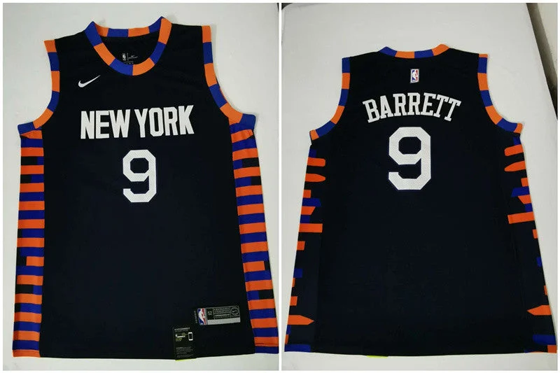 Short Sleeve Basketball Jersey-Knicks 9 R.J.  Navy City Edition Swingman Basketball Jersey