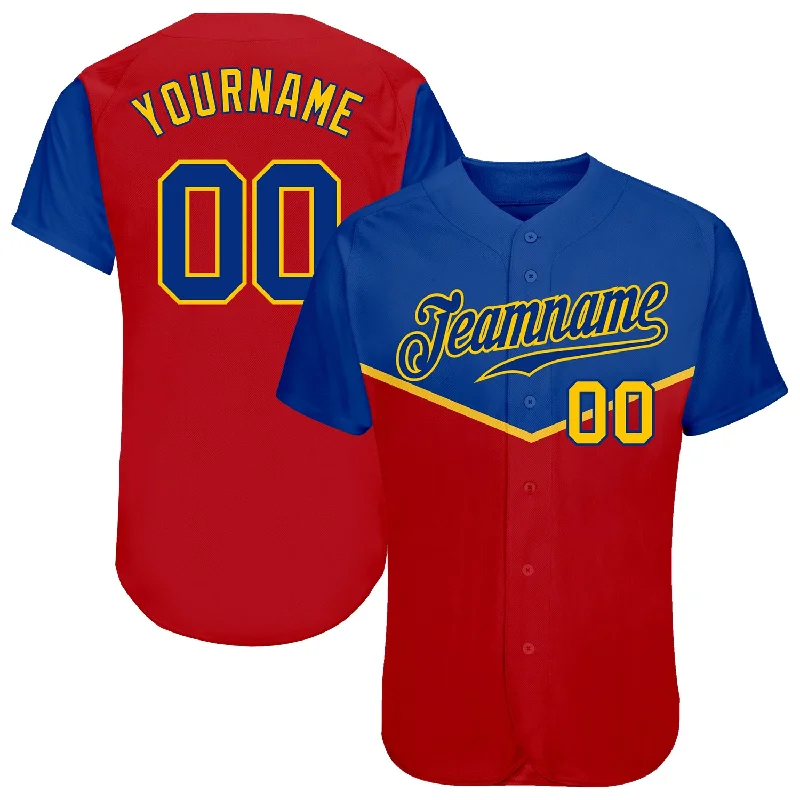 Baseball Jersey With Classic Fonts-Custom Red Royal-Gold 3D Pattern Design Multicolor Authentic Baseball Jersey