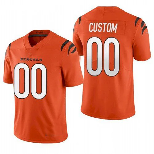 Football Jersey With Hip-Hop Style-Custom C.Bengals 2021 New Orange Vapor Untouchable Limited American Stitched Football Jerseys