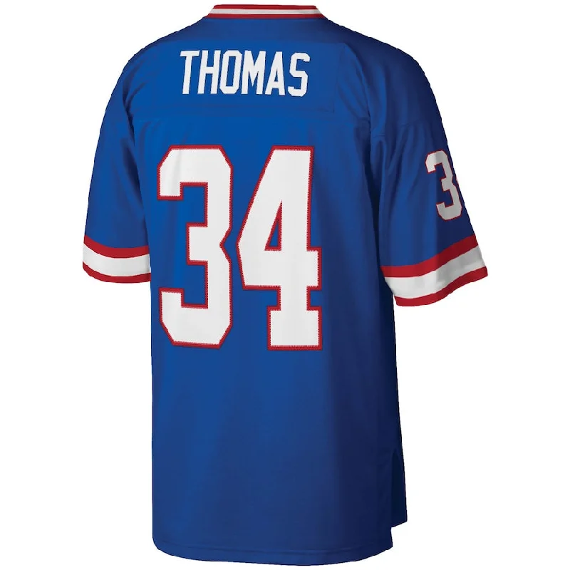 Football Jersey With Stretch Fit-B.Bills #34 Thurman Thomas Mitchell & Ness Royal Legacy Replica Jersey American Stitched Football Jerseys