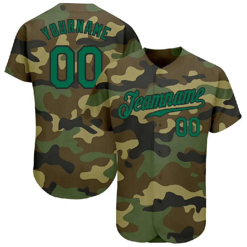 Baseball Jersey With Edgy Designs-Custom Camo Kelly Green-Black Authentic Salute To Service Baseball Jersey