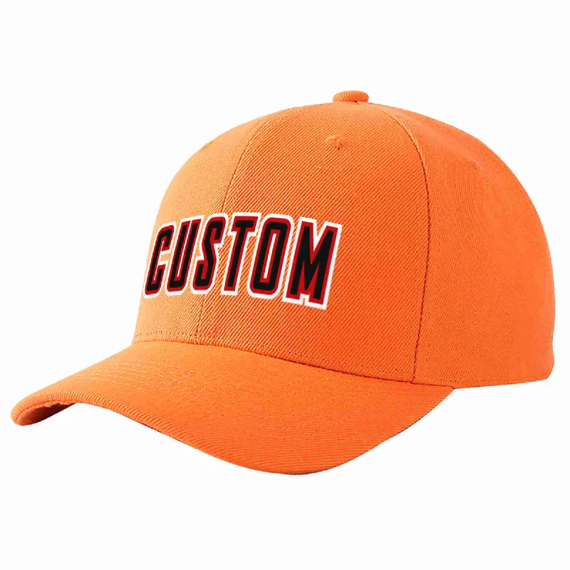 Printed Baseball Cap-Custom Orange Black-Red Curved Eaves Sport Baseball Cap Design for Men/Women/Youth