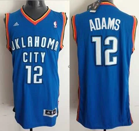 Basketball Jersey With Neon Colors-Thunder 12 Steven Adams Revolution 30 Swingman Blue Basketball Jersey