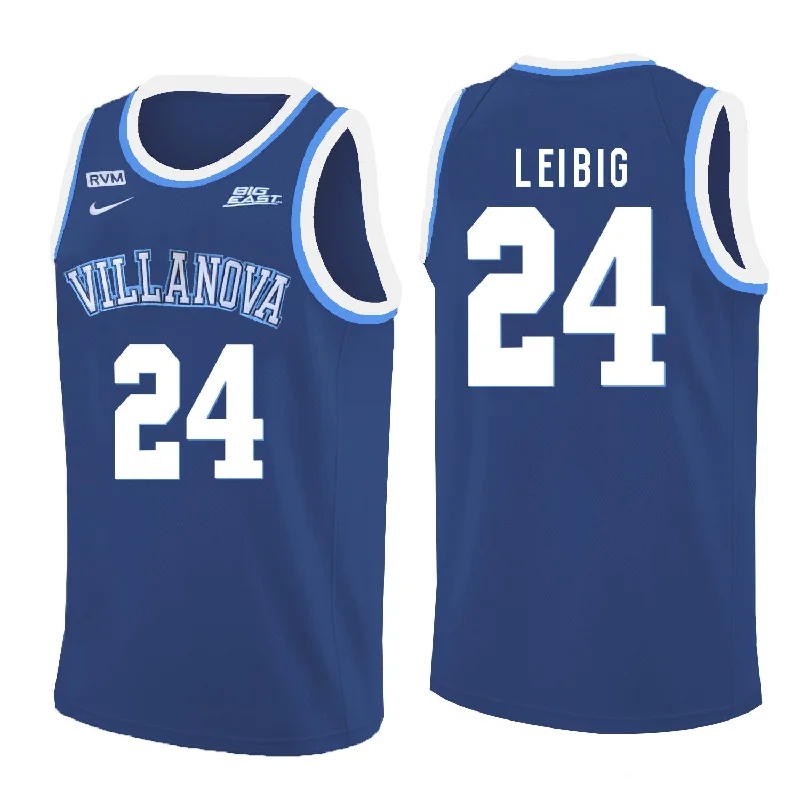 Basketball Jersey For Birthday Gifts-Villanova Wildcats 24 Tom Leibig Blue College Basketball Basketball Jersey