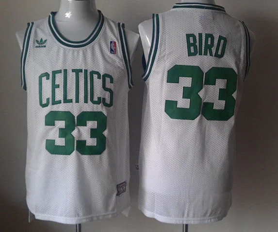 Basketball Jersey With Punk Rock Theme-Celtics 33 Larry Bird White Throwback Basketball Jersey