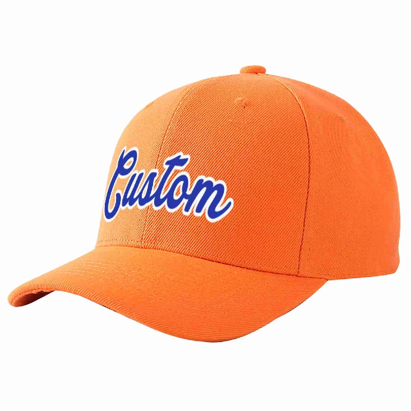 Hemp Baseball Cap-Custom Orange Royal-White Curved Eaves Sport Baseball Cap Design for Men/Women/Youth