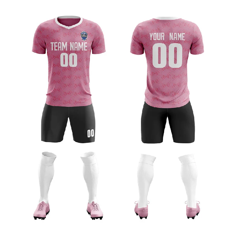 Football Jersey With Designer Label-Custom Pink Black White Quick Dry Training Uniform Soccer Sets Jersey