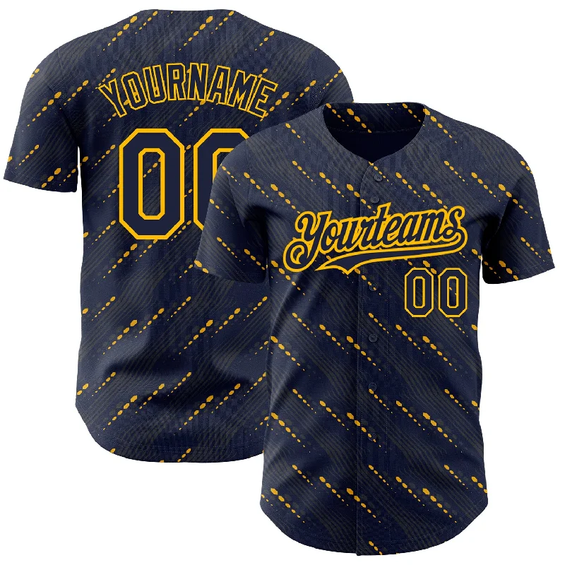 All-Star Baseball Jersey-Custom Navy Red 3D Pattern Design Slant Lines Authentic Baseball Jersey