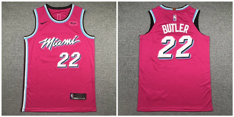 Basketball Jersey With Funny Slogans-Heat 22 Jimmy Butler Pink City Edition Authentic Basketball Jersey