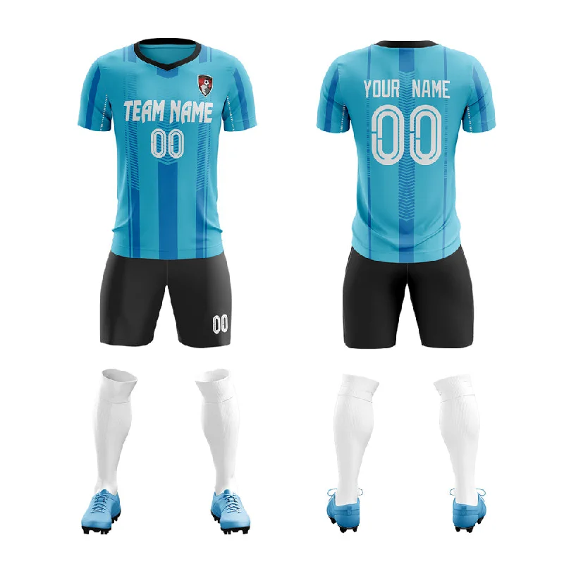 Toddler Football Jersey-Custom Aqua White Training Soccer Sets Jersey