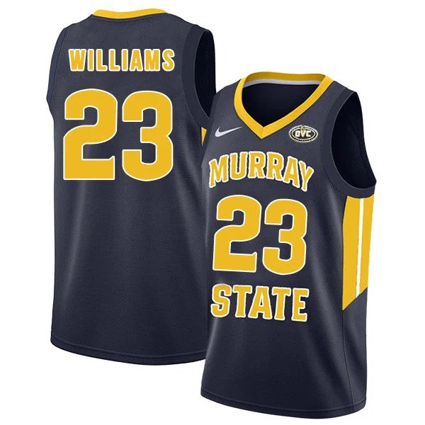 Murray State Racers 23 KJ Williams Navy College Basketball Basketball Jersey