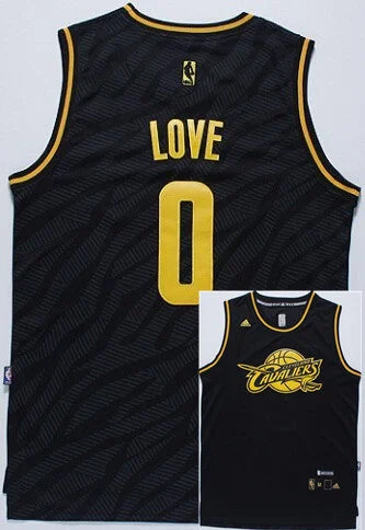 Basketball Jersey With High-Performance Fabric-Cavaliers 0 Love Black Gold Lettering Basketball Jerseys