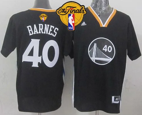 Basketball Jersey With Exceptional Craftsmanship-Warriors 40 Barnes Black Short Sleeve 2015 Finals Basketball Jersey