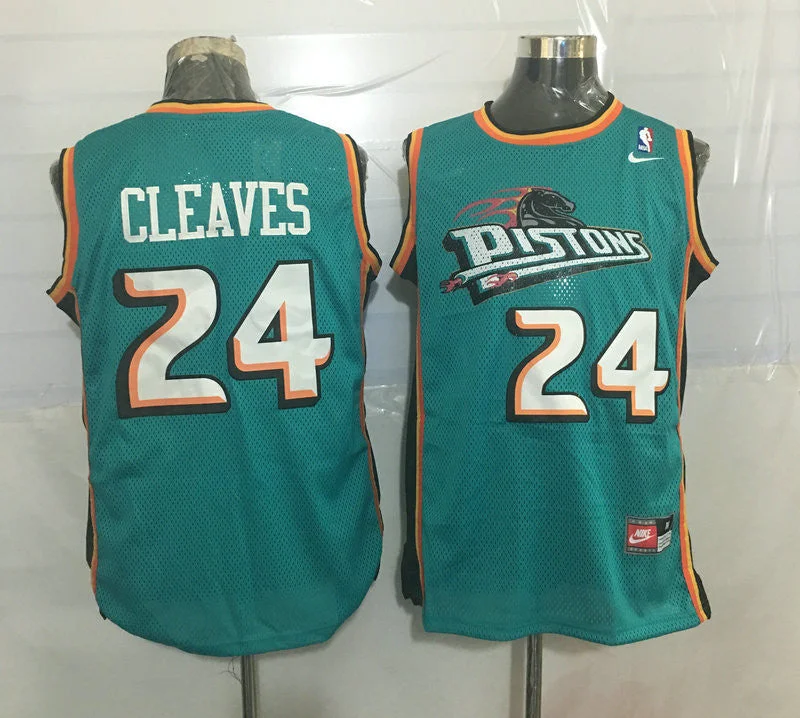 Basketball Jersey With Celebrity Collaboration-Pistons 24 Mateen Cleaves Teal Stitched Basketball Jersey