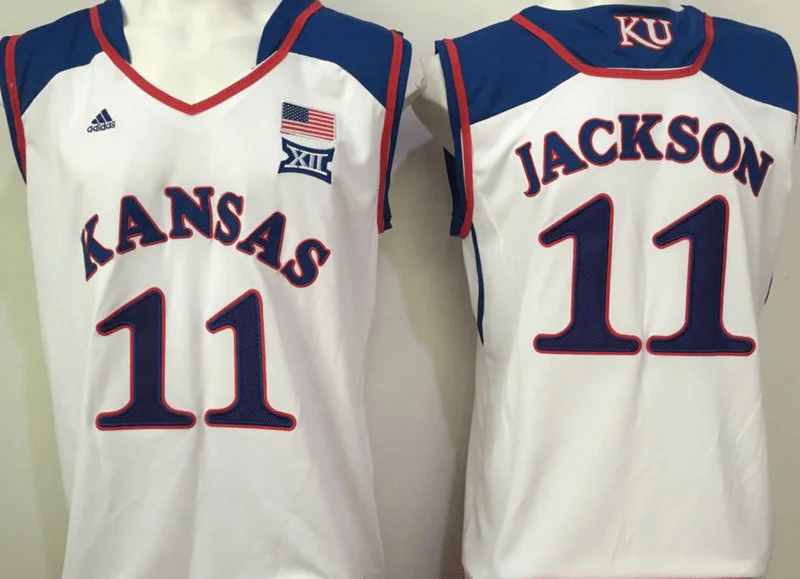 Basketball Jersey With Flames-Kansas Jayhawks 11 Josh Jackson White College Basketball Basketball Jersey