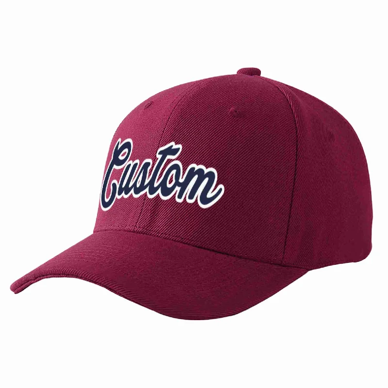 UV Reactive Baseball Cap-Custom Red Wine Navy-White Curved Eaves Sport Baseball Cap Design for Men/Women/Youth