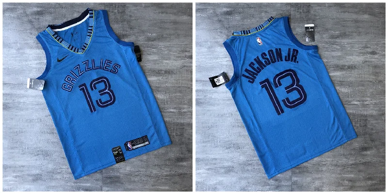 Basketball Jersey With Team Colors-Grizzlies 13 Jaren Jackson Jr. Blue Swingman Printed Basketball Jersey