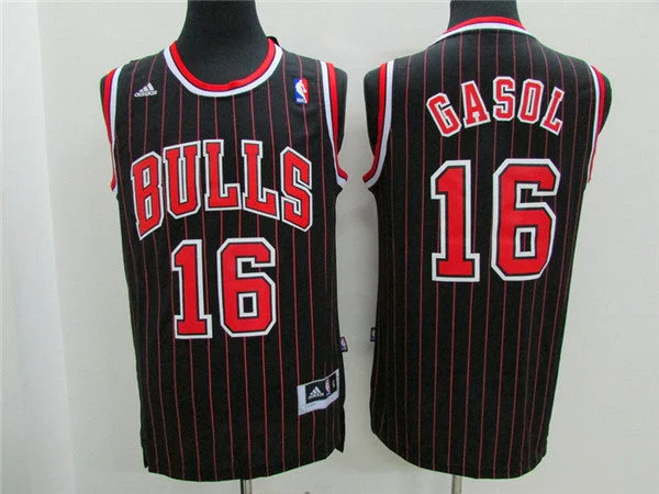 Basketball Jersey With All-Day Wearability-Bulls 16 Pau Gasol Black New Revolution 30 Basketball Jersey