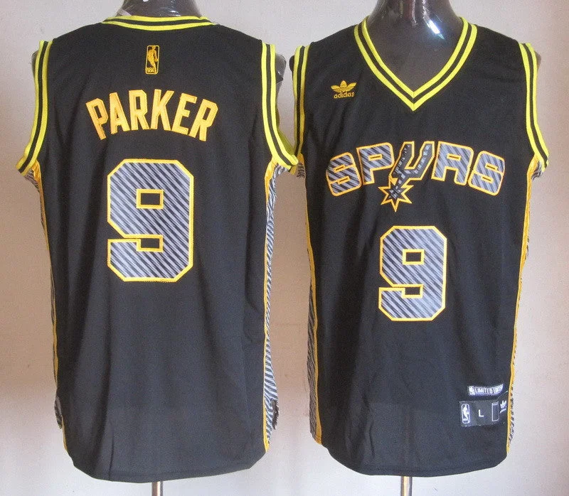 Basketball Jersey For High School-Spurs 9 Parker Black Fashion Basketball Jerseys