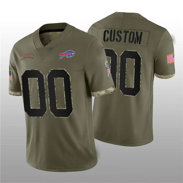 Classic Football Jersey-Custom B.Bills ACTIVE PLAYER 2022 Olive Salute To Service Limited Stitched Jersey Football Jersey