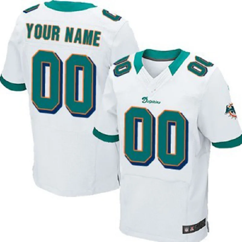 Football Jersey For Coaches-Custom M.Dolphins White Elite Jersey American Stitched Football Jerseys