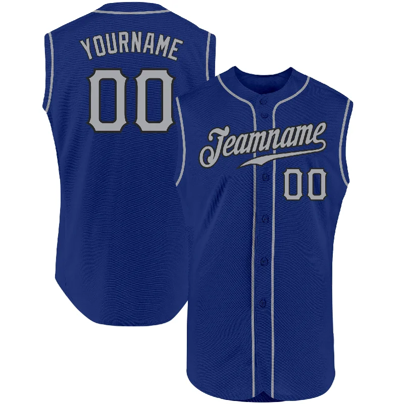 Special Edition Baseball Jersey-Custom Royal Gray-Black Authentic Sleeveless Baseball Jersey