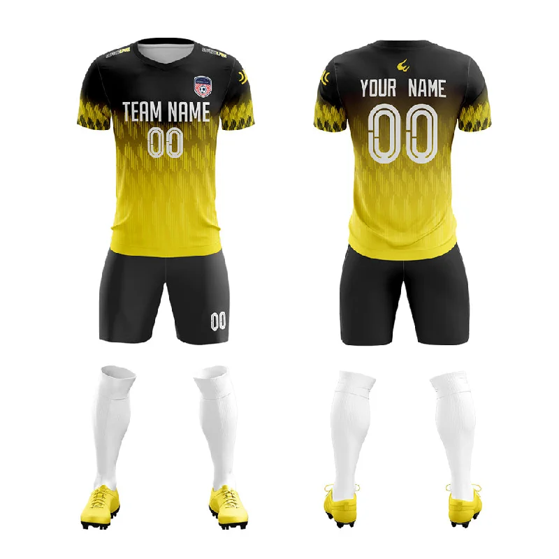 Vintage Football Jersey-Custom Yellow Black Quick Dry Training Uniform Soccer Sets Jersey