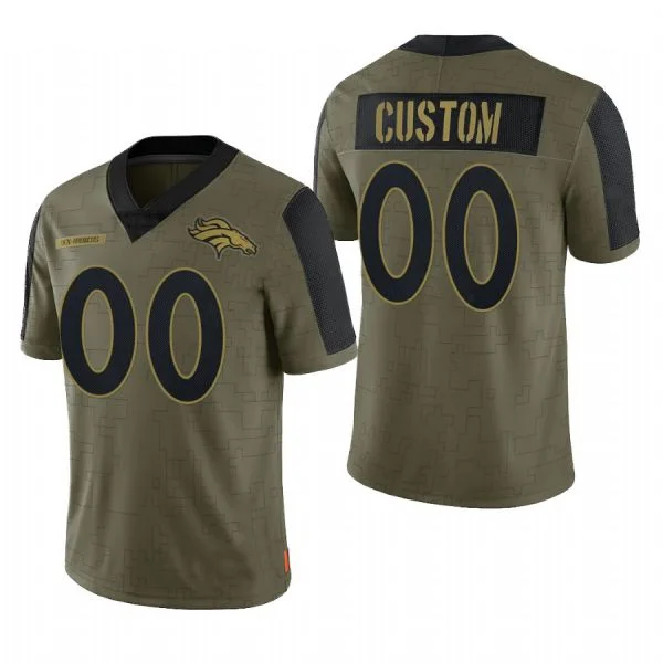 Football Jersey With Edgy Designs-Custom D.Broncos Olive 2021 Salute To Service Limited Football Jersey