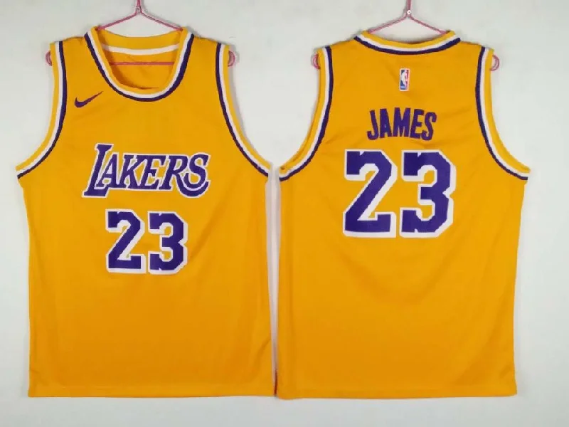 Game Day Basketball Jersey-Lakers 23 Lebron James Gold 2018-19 Swingman Basketball Jersey