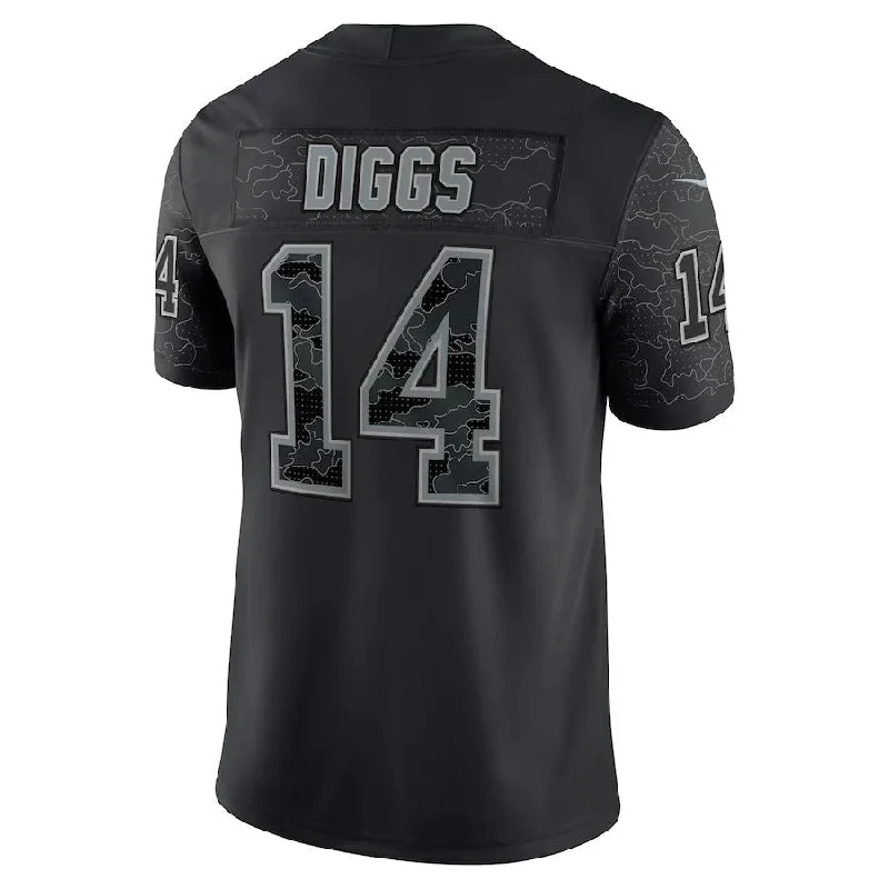 Football Jersey With Celebrity Collaboration-B.Bills #14 Stefon Diggs Black RFLCTV Limited Jersey American Stitched Football Jerseys