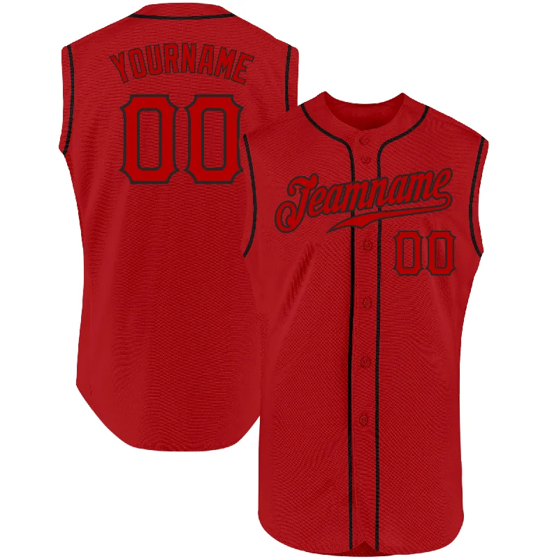 Baseball Jersey With Anime Design-Custom Red Red-Black Authentic Sleeveless Baseball Jersey