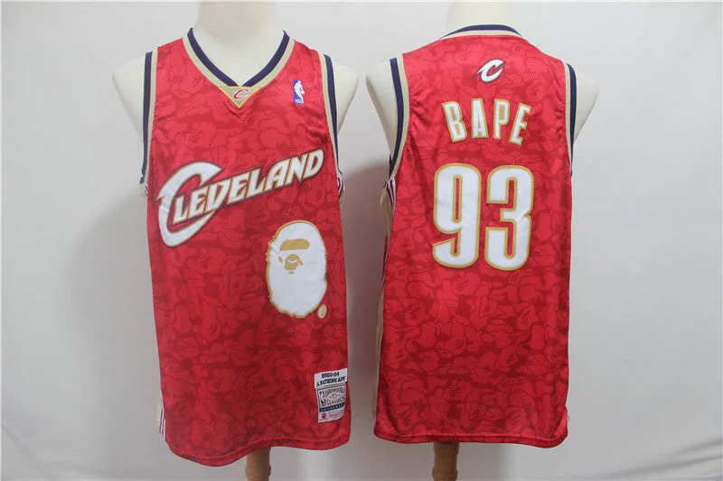 Throwback Basketball Jersey-Cavaliers 93 Bape Red 2003-04 Hardwood Classics Basketball Jersey