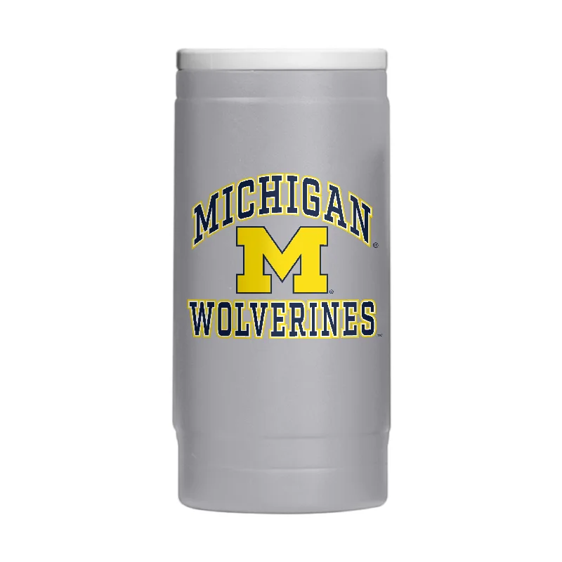 Engraved Team Mug-Michigan 12oz Athletic Powder Coat Slim Can Coolie