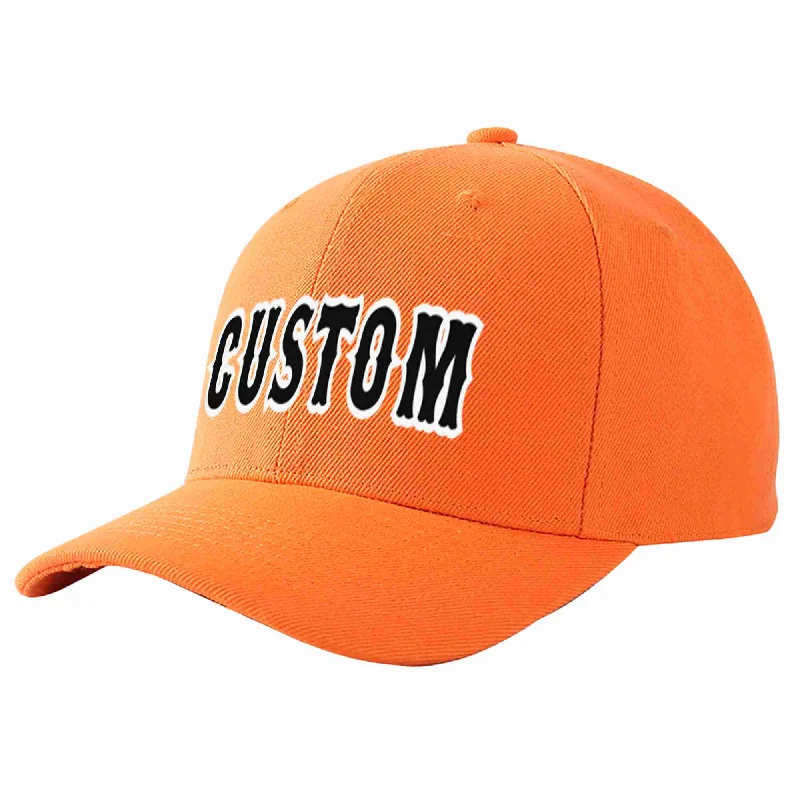 Rugby Baseball Cap-Custom Orange Black-White Curved Eaves Sport Baseball Cap Design for Men/Women/Youth