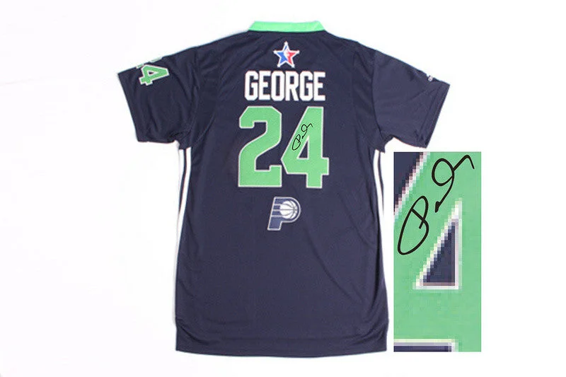 Classic Basketball Jersey-2014 All Star East 24 George Blue Signature Edition Basketball Jerseys