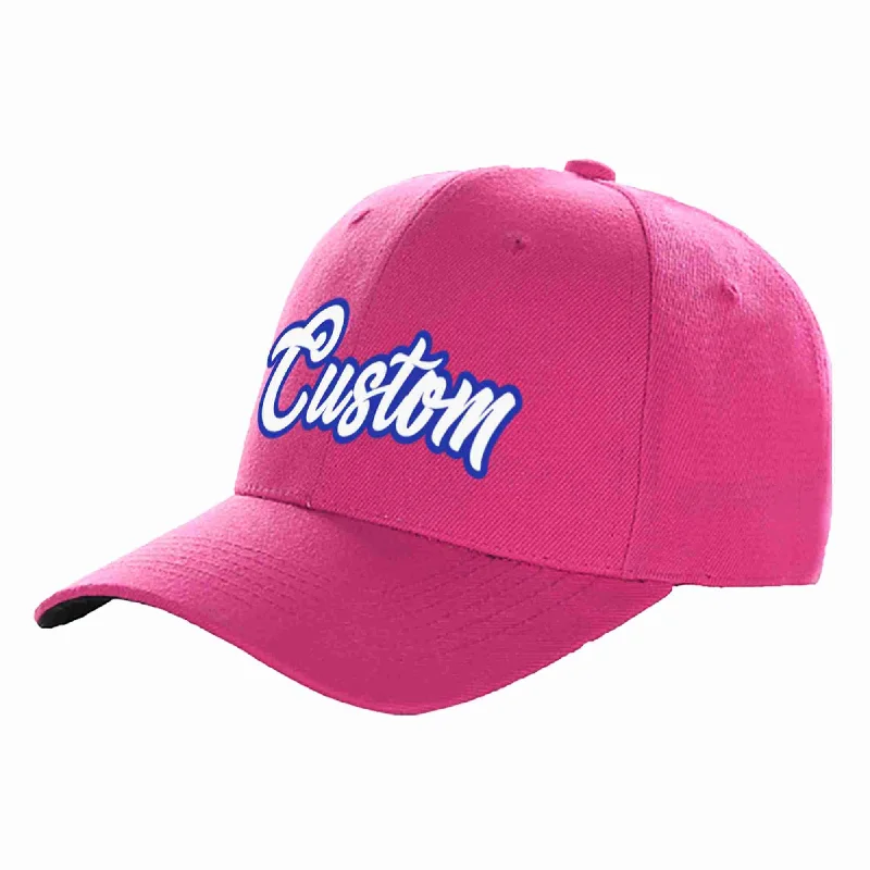 Racing Baseball Cap-Custom Rose Red White-Royal Curved Eaves Sport Baseball Cap Design for Men/Women/Youth