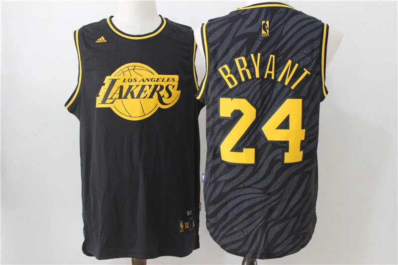 Basketball Jersey With Bright Neon Colors-Lakers 24 Kobe Bryant Black Precious Metals Fashion Swingman Basketball Jersey