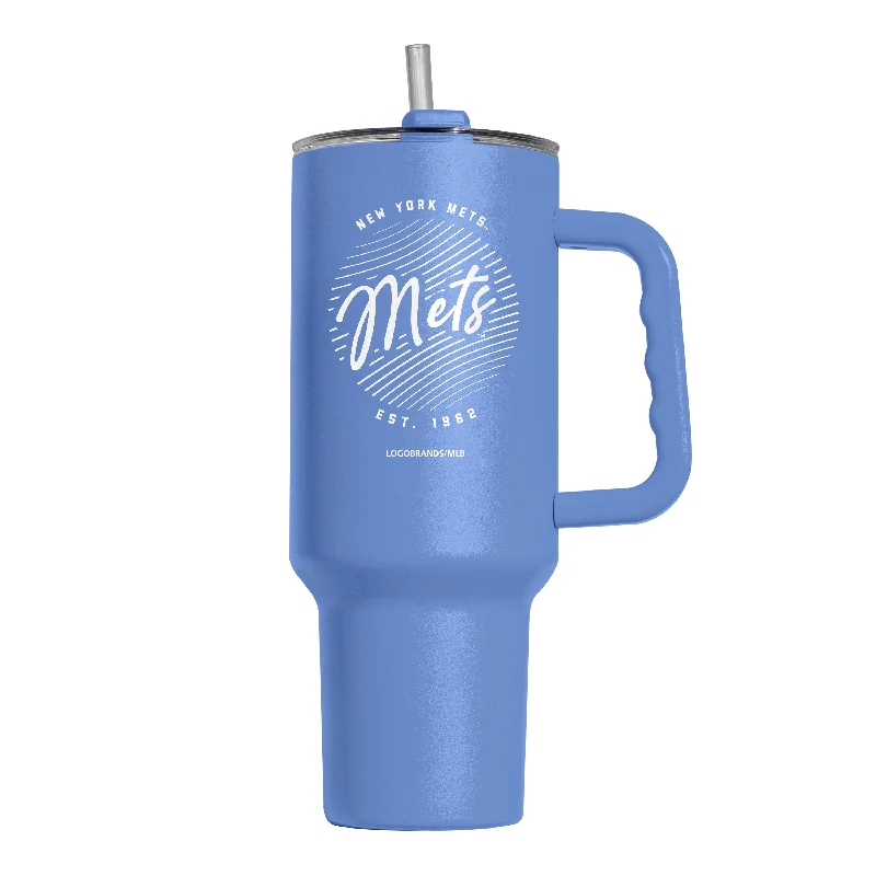 Porcelain Team Mug-New York Mets 40oz Retro Script Powder Coat Tumbler