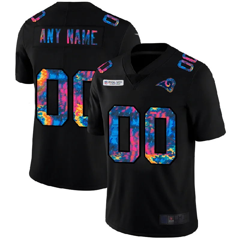 Performance Football Jersey-Custom LA.Rams Multi-Color Black 2020 Crucial Catch Vapor Untouchable Limited American Stitched Jersey Football Jerseys