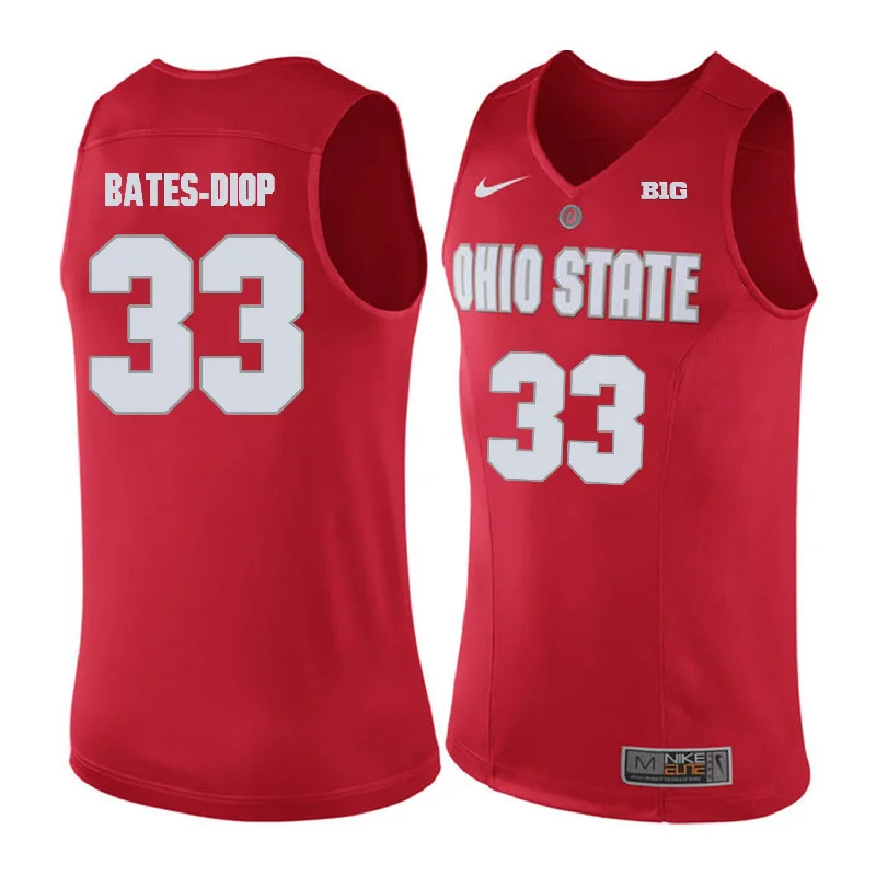 Basketball Jersey With Animal Print-Ohio State Buckeyes 33 Keita Bates-Diop Red College Basketball Basketball Jersey