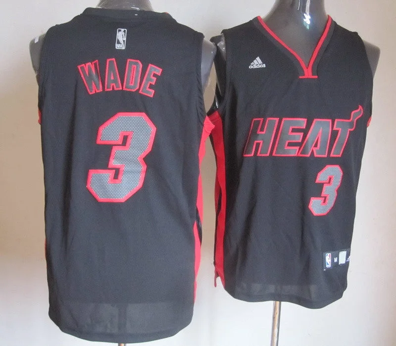 Basketball Jersey With Gold Trim-Heat 3 Wade Black Fashion Basketball Jerseys