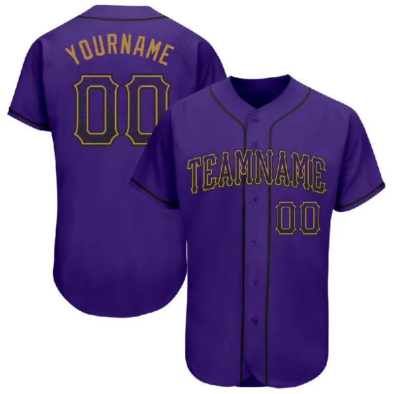 Embroidered Baseball Jersey-Custom Purple Purple-Old Gold Authentic Drift Fashion Baseball Jersey