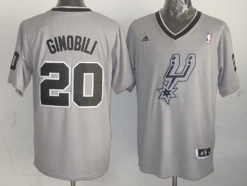 Basketball Jersey For Halloween-Spurs 20 Ginobili Grey Christmas Edition Basketball Jerseys