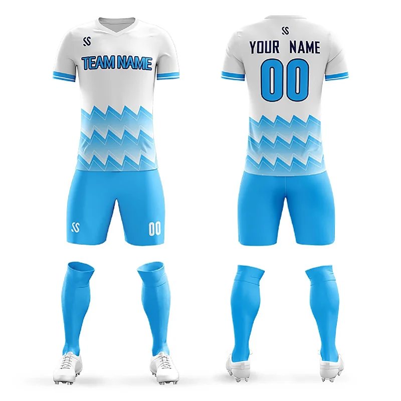 Football Jersey With Country Flag-Custom Light Blue Printing Outdoor Breathable Soccer Sets Jersey