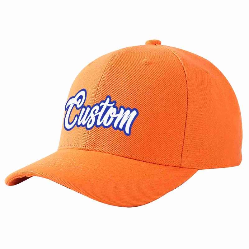 Skateboard Baseball Cap-Custom Orange White-Royal Curved Eaves Sport Baseball Cap Design for Men/Women/Youth